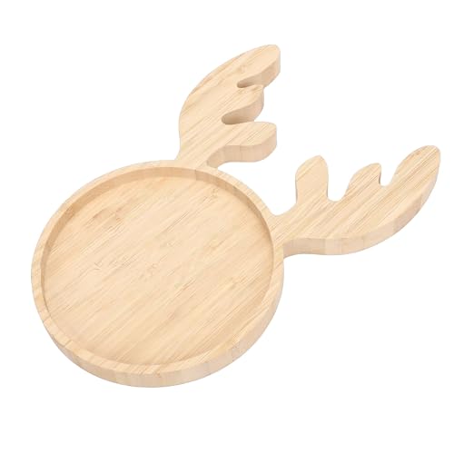Oreilet Plateau de Service de Noël, Planche de Charcuterie au Fromage en Bois en Forme de Renne, Plateau d'apéritif pour Biscuits, Ensemble d'assiettes Décoratives pour Dîner de Noël pour