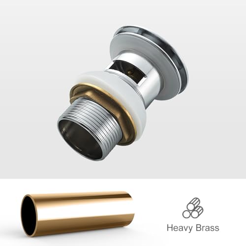 Ibergrif Basin Waste 1¼″ with Overflow – Click-Clack Pop-Up Sink Plug, Universal G1¼″ Chrome Brass Bathroom Drain Stopper, Model M20502