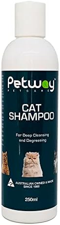 Petway Petcare Cat Shampoo, Anti Dandruff Shampoo for Deep Cleanse & Degreasing, Removes Excess Oils, Dirt and Dandruff, pH Balanced, Parabens & Sulfates Free, Cruelty Free, for Use on Cats, 250ml