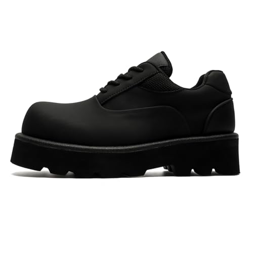Men's Trendy Chunky Platform Oxford Formal Height Increasing Dress Shoes Fashion Casual Leather Shoes Black2