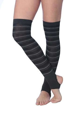 Image of Tipi Toe Women's Stirrup Yoga Socks, Lightweight Knee-High Leg Warmers, Open Heel Non-Slip Design. Ideal for Yoga & Dance