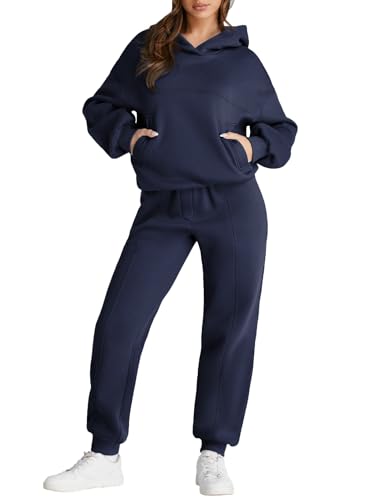 Aleumdr Womens 2 Piece Outfits Matching Sets Sweatsuit Hoodie Oversized Sweatshirts with Sweatpants Tracksuits Fall Outfits
