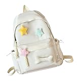 Mochila para la escuela, mochila escolar para niñas con adornos de felpa, mochila ligera e informal con compartimento para laptop para adolescentes, niñas, niños, estudiantes de secundaria,