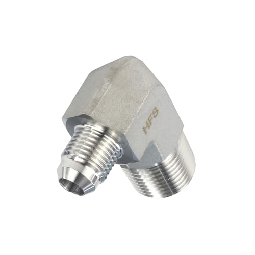 Image of HFS(R) 1 /2 inch Male NPT to 1 /4 inch Male JIC Elbow 90 Flare Pipe Fitting 304 Stainless Steel (1 /2 inch MNPT x 1 /4 inch MJIC)