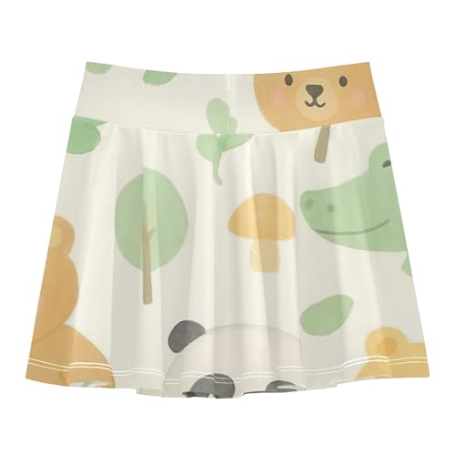 Athletic Shorts for Girls Skorts Kids Tennis Skirts Print Flowy Skort Cute Animals Lion Panda Bear 3t2