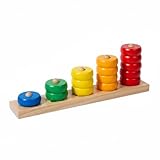MotiveTech Stapelringe mit Zahlen zählen Lernen Zählspiel aus Holz fördert die Farberkennung Motorik Steckspiel für Kleinkinder, Kindergartenkinder, Kindergarten