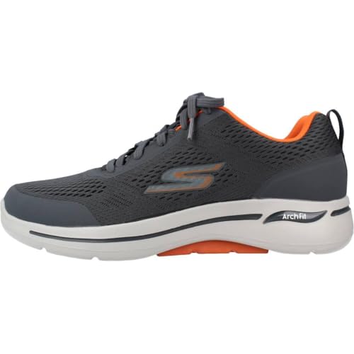 Skechers Herren Go Walk Arch Fit Idyllic Trainers, Charcoal Textile/Synthetic/Orange Trim, 42.5 EU – Ansicht 2