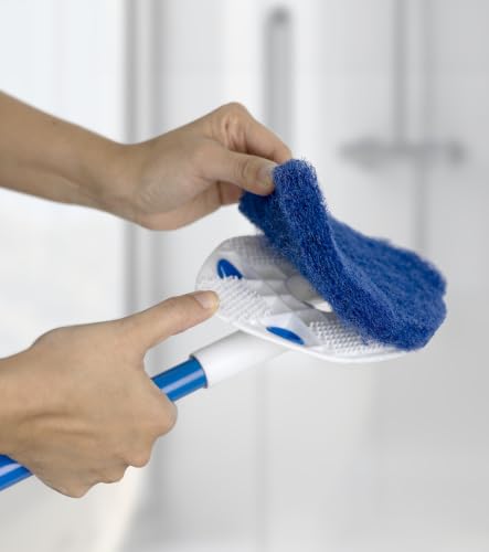 Image of Clorox Extendable Tub & Tile Scrubber Refills, 4-Pack Diamond-Shaped Replacement Scrubber Pads, Blue
