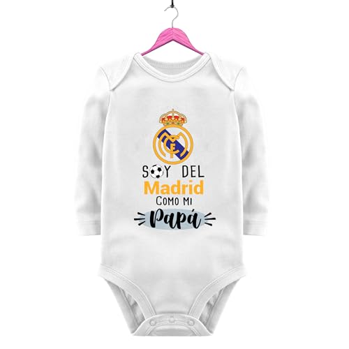 BODY FUTBOL BEBE MADRID PAPÁ (Manga corta, 3-6 meses)