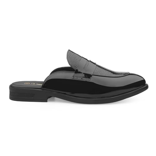 Image of BXXY Men's Office & Outdoor Wear Slip On Loafers and Casual Mules for Men with Embossed Patent Leather Material and Anti-Skid TPR Sole.