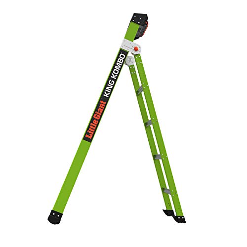 Little Giant Ladder Systems 13610-001 Green King Kombo Pro 6' A frame 10’ Extension-Hi-Viz Type 1AA, 6 Ft