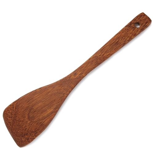 Wooden Spatula for Non Stick Cookware,Wood Utensils Set for Cooking,Long Handle Flat Frying Inclined Spatula,Healthy and High Moist Resistance (1Pcs)