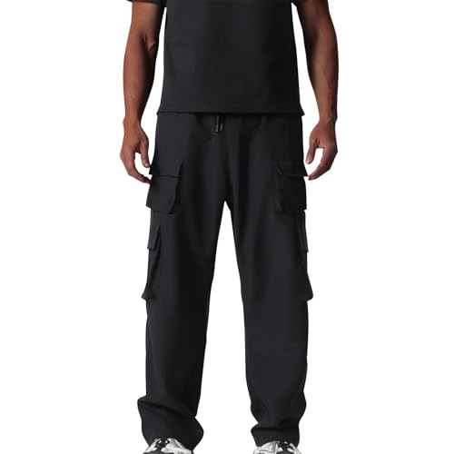 Cargo Pants Men Relaxed Fit Lightweight Sweatpants Joggers Drawstring Baggy Stretchy Work Hiking Pants Multi Pockets