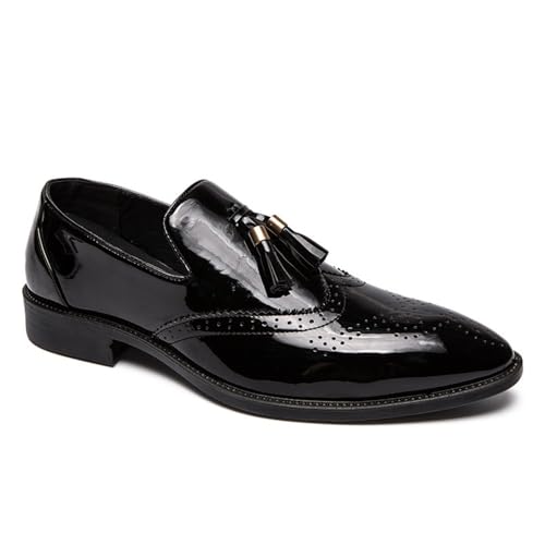 Formal Tassel Shoes Dress Oxford for Mens Anti-Slip Non Slip Resistant Office Business Slip-on Pointed Toe Pu Leather Prom