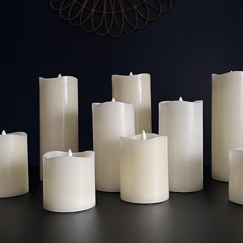 Image of Stonebriar 3 Count Ivory Real Wax 3x8 Flameless LED Pillar Candles with Remote and Timer