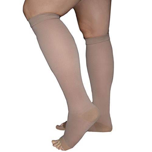 Chaussettes élastiques anti-thrombose à compression graduée KKL1 pointe ouverte