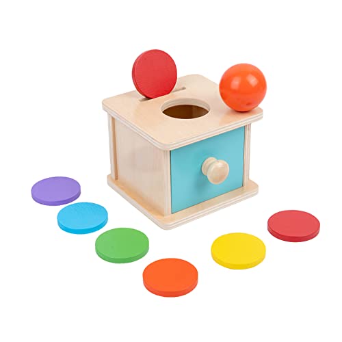 Image of Adena Montessori Infant Toddlers Coin Box Montessori Toys for 6-12 Months Babies 1 Year 2 Year Old (2 in 1,Coin&Ball, Blue Door)