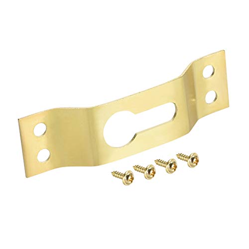 Image of uxcell Keyhole Hanging Plate, 66mm x 19mm Single Hole Hook for Picture Frames with Screws, 20 Pcs (Golden)