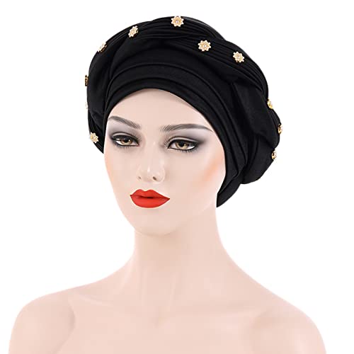 LIXIAO Women Turban Hat Stretch Head Scarf Wrap Cap Muslim Sleep Beanie Pre Tied Bonnet Lightweight Braid Hair Loss Hat2