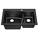 Kraus KGD-442BLACK Quarza 33-inch Drop-In 60/40 Double Bowl Granite Kitchen Sink in Black