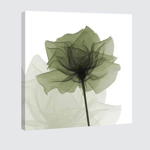 Peintures sur toile florale verte 60x60cm et art mural contemporain