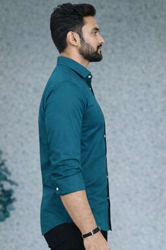 Image of Men Cotton Blend Full Sleeve Shirt for Man | Casual Business Party Festival Regular Fit, Long Sleeve with Chest Pocke | Formal Shirt for Men