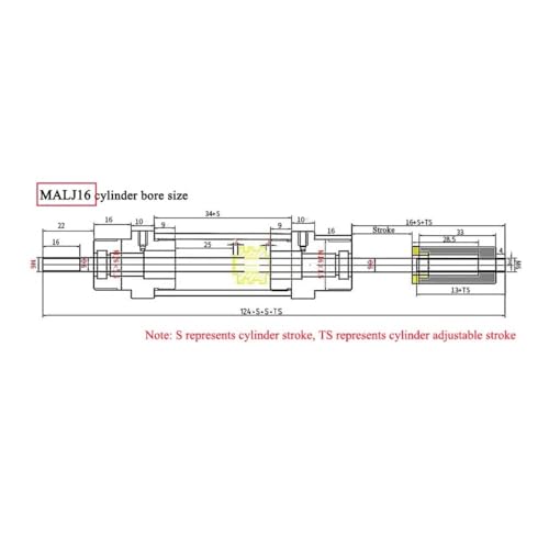Cilindro neumático MALJ con carrera ajustable e imán integrado de aleación de aluminio 6