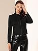 Allegra K Women's Faux Suede Jacket Stand Collar Zip Up Long Sleeve Motorcycle Biker Coat Black S #1
