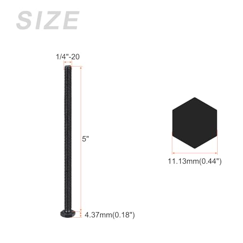 Image of METALLIXITY Hex Head Bolts (1 /4-20 x 5) 10Pcs, 304 Stainless Steel 18-8, Fully Threaded, External Hex Drive, Hex Head Screw Bolt, Black Oxide
