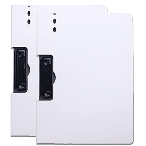 fogman バインダー A4 縦 横 クリップボード 2つ折り ペンホルダー付 2個セット (ホワイト, 横)