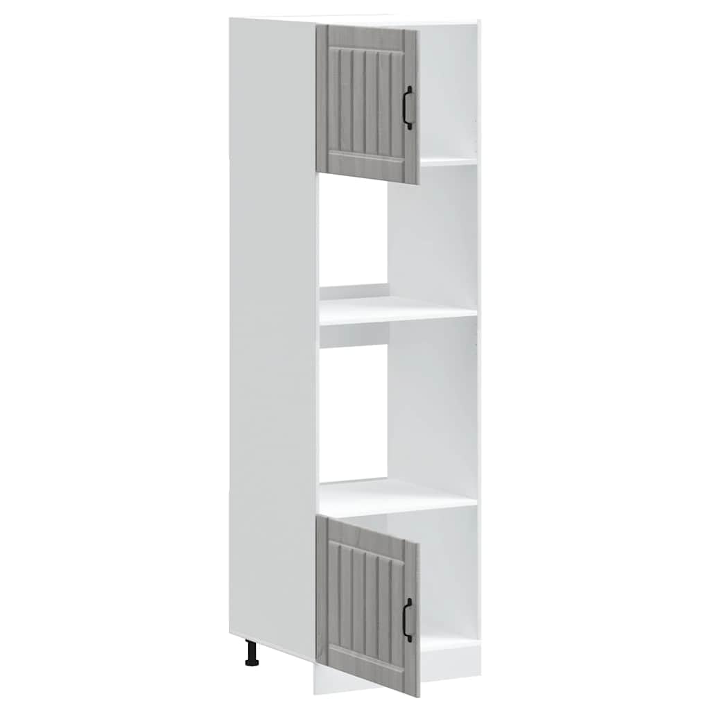 Kalmar - Set di 2 mobili per fornelli, in legno Sonoma, 60 x 57 x 207 cm, con piedini regolabili, autoportante, per microonde e forno, portaoggetti da cucina, organizer