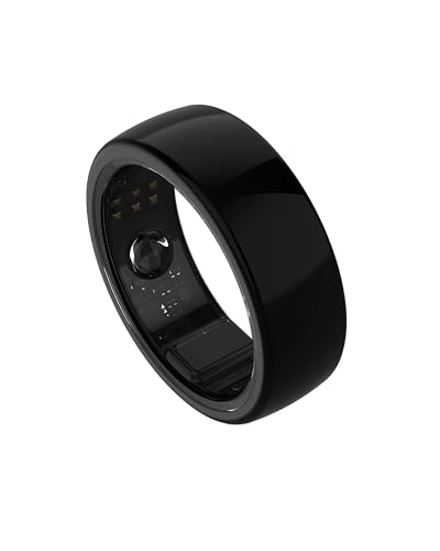 Image of aabo Ring, Health & Fitness Tracker Smart Ring, Advanced Sleep Monitoring, Stress & Activity Tracking, Titanium, IP68 Waterproof (Wireless Charging, Deep Black, 12)