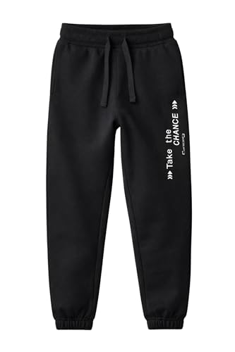 Image of Alan Jones Clothing Boy's Joggers Trackpant with Placement Print | Ribbed Waist & Hem | Drawstring Closure | Regular Fit | Sizes 5-16 Years