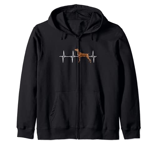 Weimaraner Heartbeat Love My Dog Zip Hoodie, Black, S