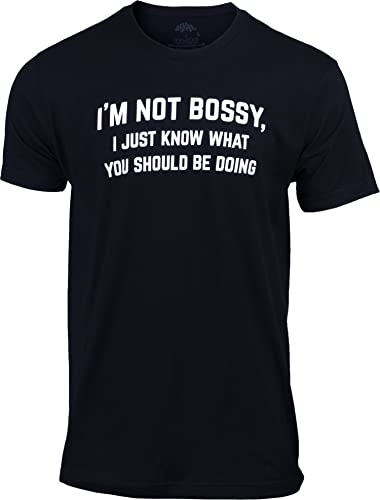 T-Shirt Humour Inscription Bossy Tee Noir Unisexe Taille L Casual