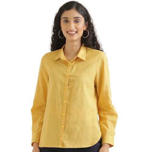 Image of SAADAA Airy Linen Shirt | Solid Regular Fit Casual Shirts Stylish for Women