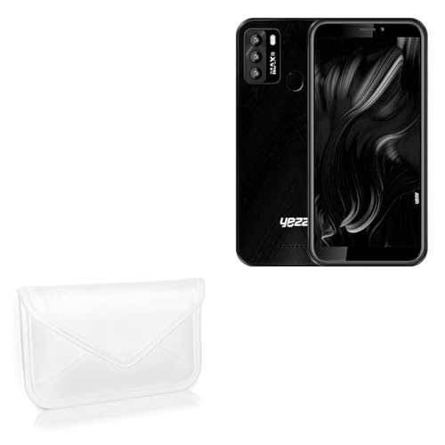 BoxWave Case Compatible with Yezz Max 3 - Elite Leather Messenger Pouch, Synthetic Leather Cover Case Envelope Design - Ivory White