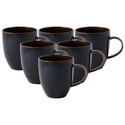 Villeroy & Boch like. by Crafted Denim Becher mit Henkel 6er Set, 350 ml, Kaffeebecher mit Reaktivglasur, Premium Porzellan, Blau, 19-5168-9651