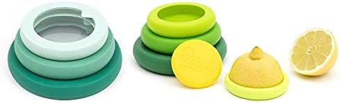 Food Huggers Kitchen Must-haves (8 Pieces)- Flexible, Stackable, Eco-Friendly Glass and Silicone Bowl Lids (Set of 3) + Reusable Silicone Food Savers (Set of 5), Dishwasher safe