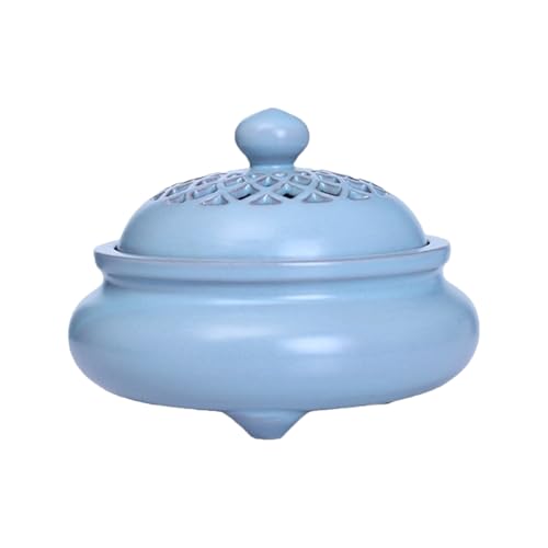 SQOYEI Boite Conservation Alimentaire avec Couvercles Céramique Rangement Pomme de Terre, Grand Pot à Ail Ventilation Conserve la Fraîcheur Restaurant Boite Oignon(Bleu)