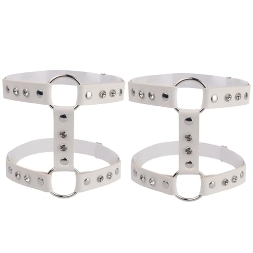 Porte-jarretelles en cuir PU pour femme avec double sangle réglable