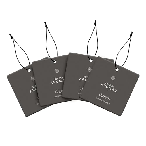 Image of Doctor Aromas Hanging Long-Lasting Fresh Car, Vehicle or Auto Perfume and Air Freshener Fragrance Diffuser, Odor and Smell Eliminator Automobile Hanging Diffuser, Cardamom, Amber 4 Pack- (Dream)