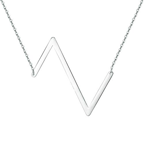 IEFWELL Sideways Initial Z Necklace for Women - Silver Plated Initial Letter Necklace for Women Girls, Large Crooked Alphabet Initial Monogram Necklace Initial Jewelry for Women Girls Michigan