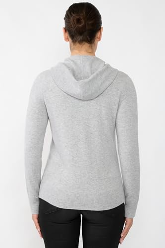 Image of JENNIE LIU Women's 100% Pure Cashmere Long Sleeve Zip Hoodie Cardigan Sweater