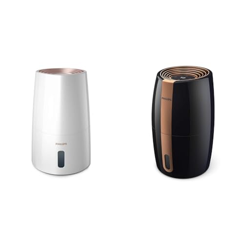 Philips Series 3000 Luftbefeuchter – für Räume bis 45 m² & Luftbefeuchter 2000 Serie HU2718/10 - Natürliche und hygienische Luftbefeuchtung durch nano-große Wassermoleküle, schwarz/kupfer