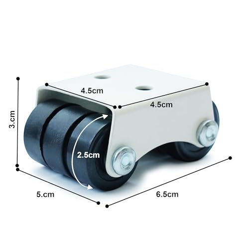 Image of 6-Wheel Fixed Roller Furniture Castor Wheels, Mini Caster Wheels for Chair, Sofa & Furniture, 80-100 kg Load Capacity (Black, Set of 4)