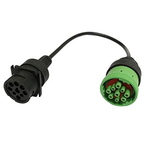Dalagoo SAE J1939 Type1 to J1939 Type2 Adapter Male to Female 9 Pin Black Connector to Green Truck Cable Diagnostic Cable Full Molded GPS Trackers and Scan Tools