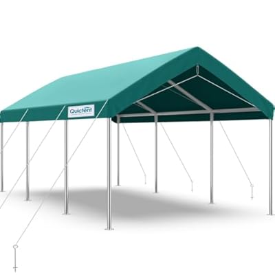 Quictent 10x20 ft Heavy Duty Carport Car Canopy Galvanized Car Tent Outdoor Boat Shelter with Reinforced Structure - Green