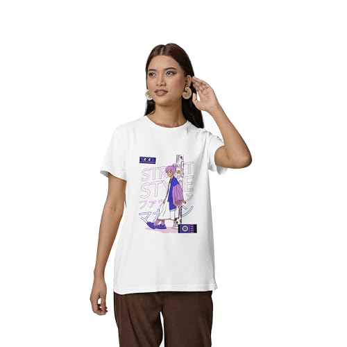 Women's Pure Cotton Printed Round Neck T-Shirt – Regular Fit, Bio...