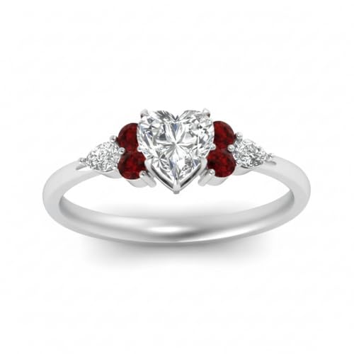 Image of Choose Your Gemstone Graduated Channel Setting Diamond CZ Wedding Sterling Silver Heart Shape Wedding Engagement Birthstone Stackable Ring Size US 4 to 12